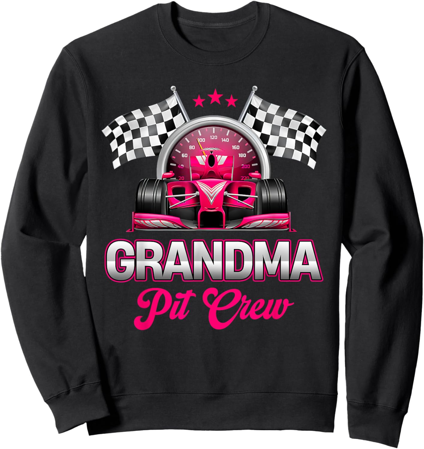 Grandma Pit Crew Race Car Birthday Girl Party Racing Family Sweatshirt - Sweatshirt | Black