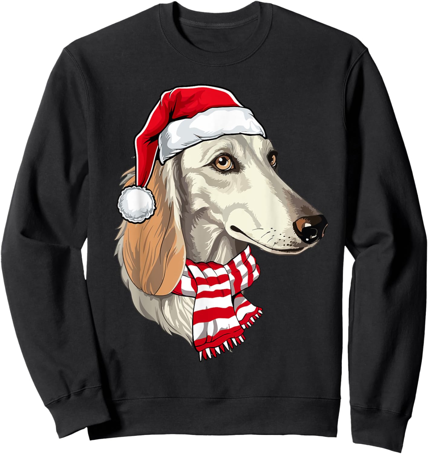 Santa Saluki Christmas Dog Lover Men Women Kids Sweatshirt - Sweatshirt | Black