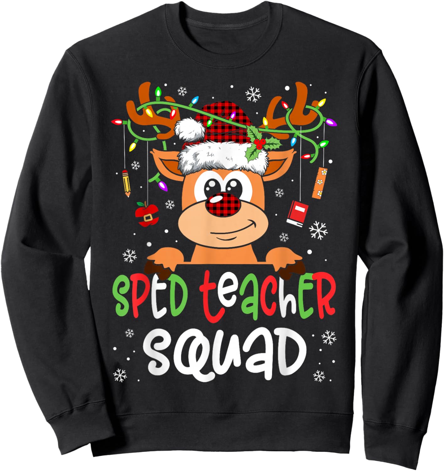 Sped Teacher Squad Reindeer Christmas Special Education Sweatshirt - Sweatshirt | Black