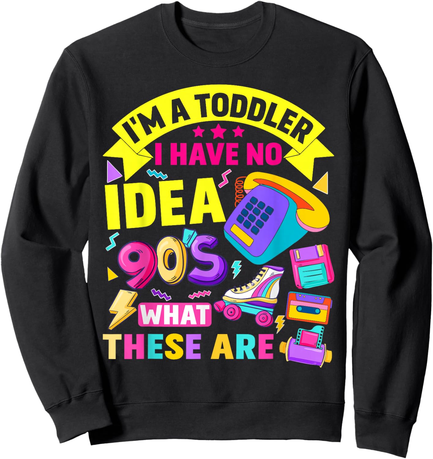 90s Outfit Ideas For Toddlers & 90s Theme Kids 90s Nostalgia Sweatshirt - Sweatshirt | Black