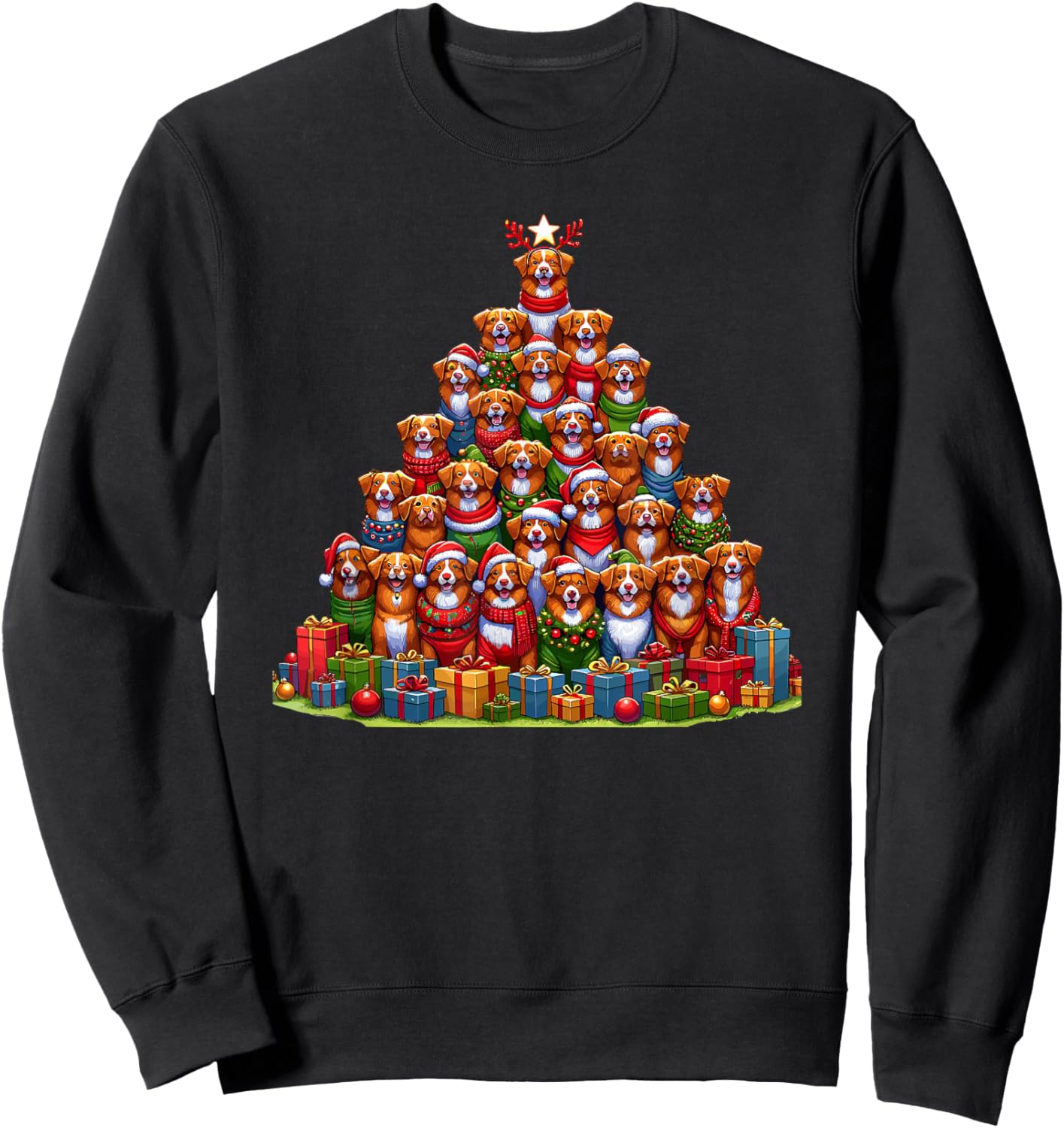 Christmas Tree Nova Scotia Duck Tolling Retriever Toller Sweatshirt - Sweatshirt | Black