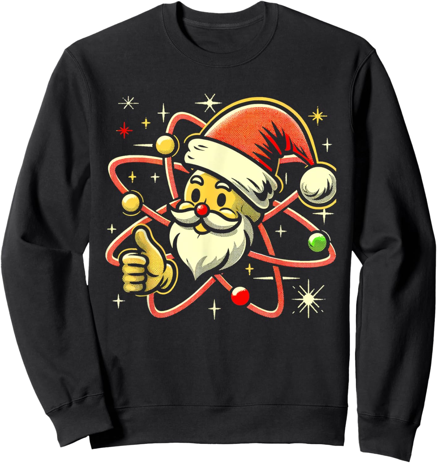 Santa Atom Christmas Thumbs Up Radiation Nuclear Fallout Sweatshirt - Sweatshirt | Black