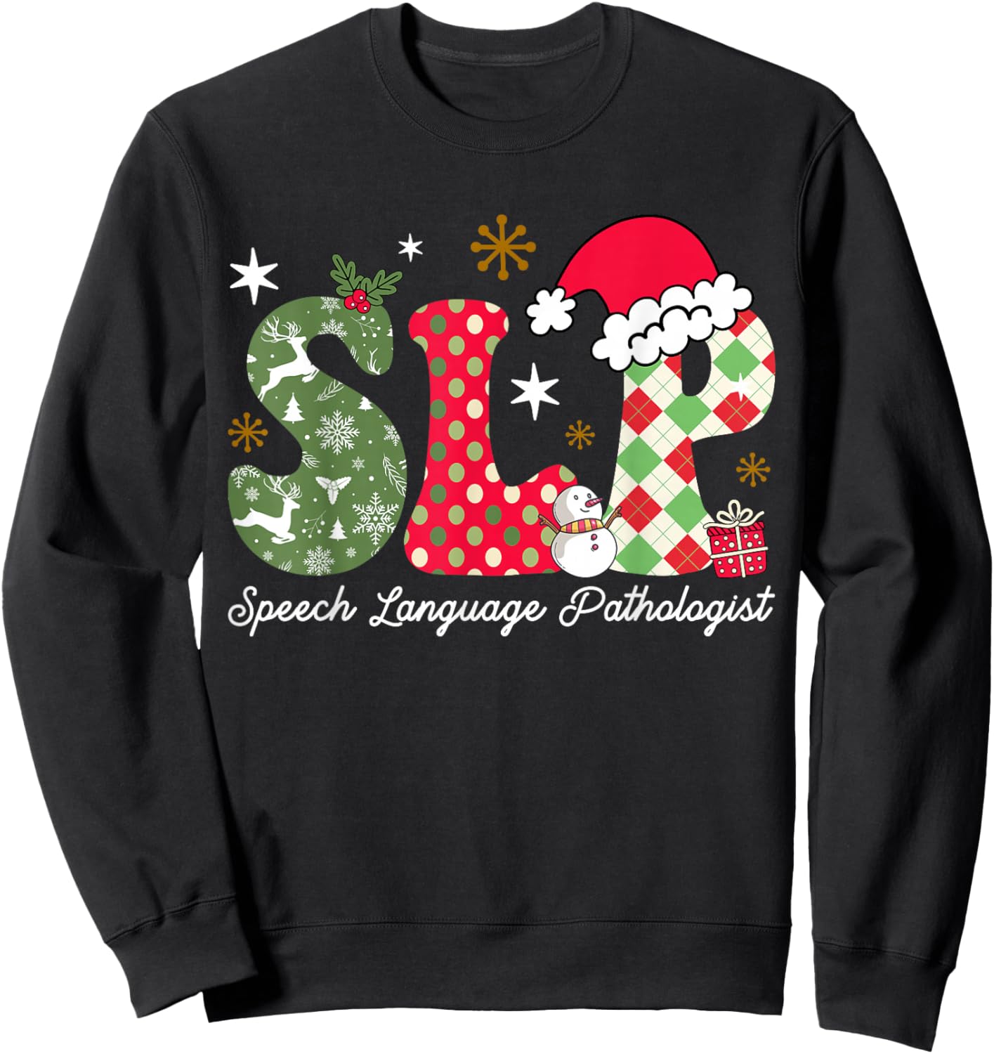 Christmas Speech Language Pathologist SLP Speech Therapy Sweatshirt - Sweatshirt | Black