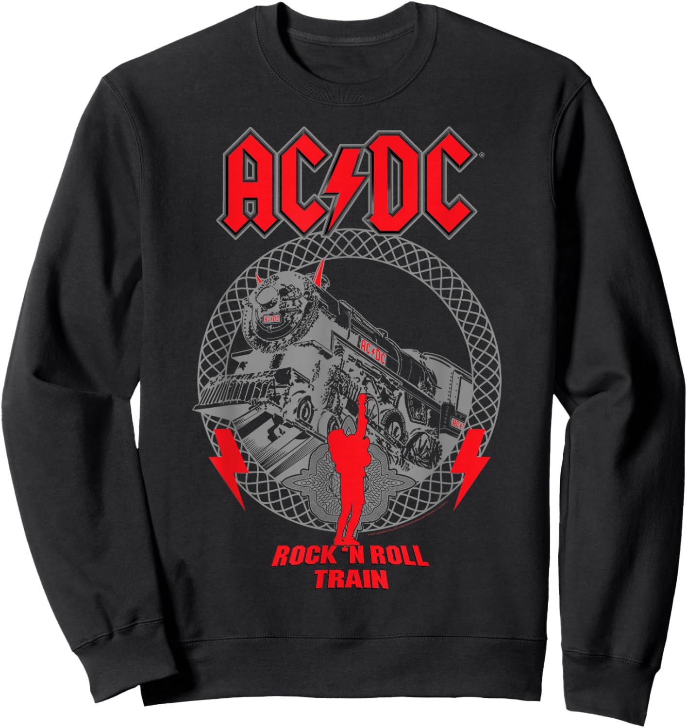 AC/DC Devil Train - , Black, Small, Short Sleeve, Cotton, Polyester 100%, Modern, Lightweight, , Double Cuff, Solid with Design/Print, , AC/DC Fans, All Ages Sweatshirt - Sweatshirt | Black