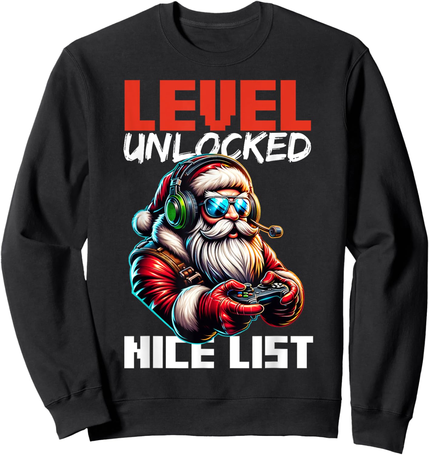Christmas Gamer Boys Nice List Video Game Santa Xmas Sweatshirt - Sweatshirt | Black