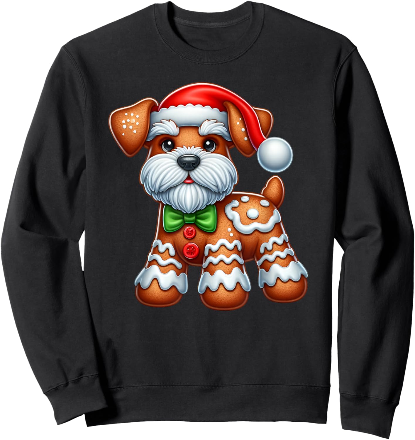 Gingerbread Man Miniature Schnauzer Christmas Sweatshirt - Sweatshirt | Black