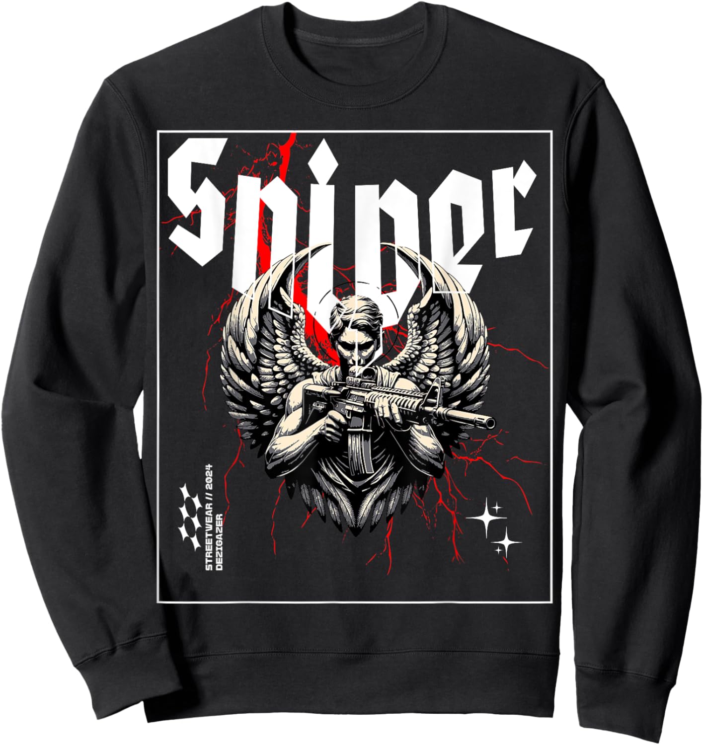 Sniper Graphics Tactical Bold Military Veterans Sweatshirt - Sweatshirt | Black