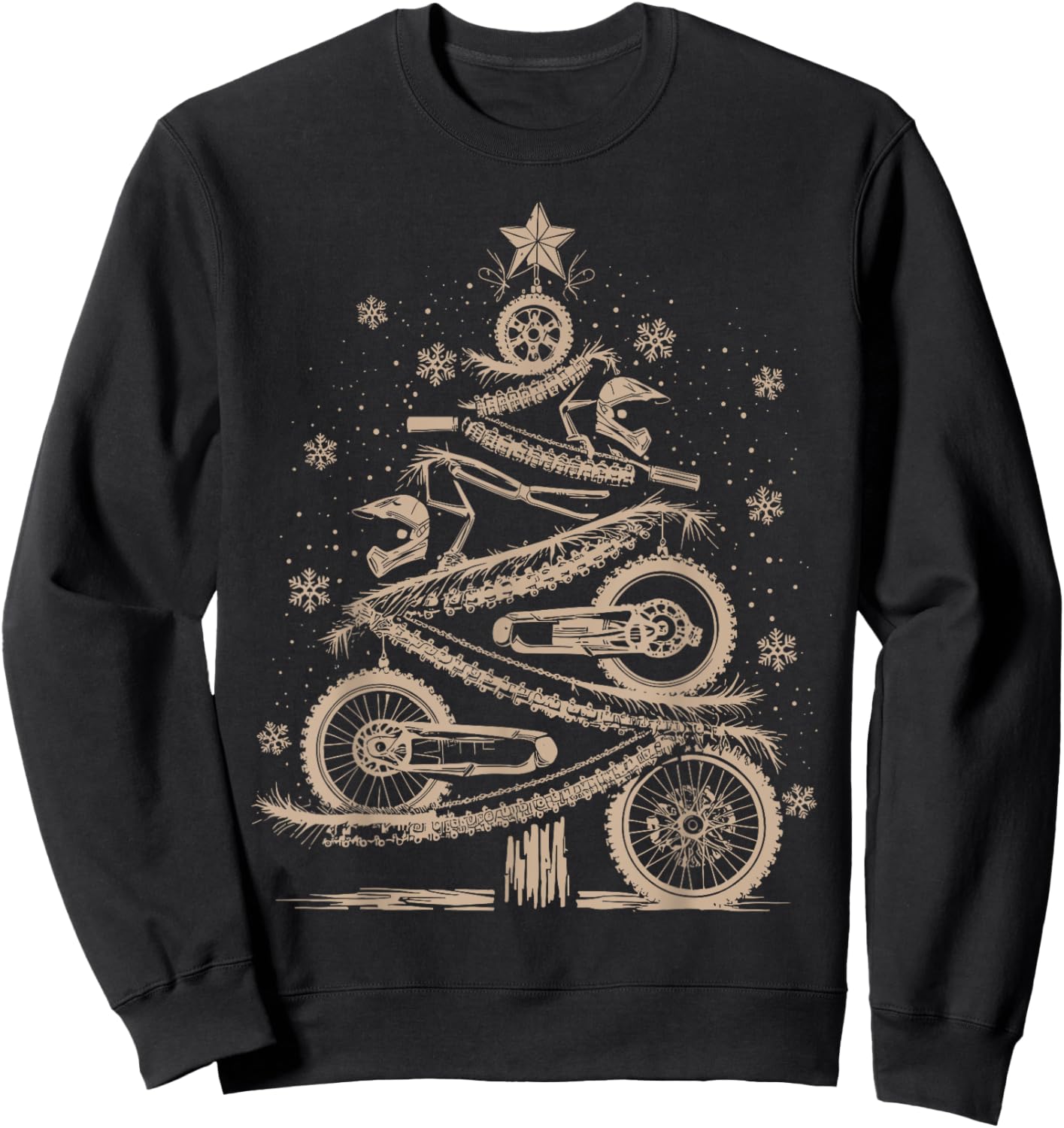 Funny Xmas Motocross Lover Dirt Bike Christmas Tree Sweatshirt - Sweatshirt | Black