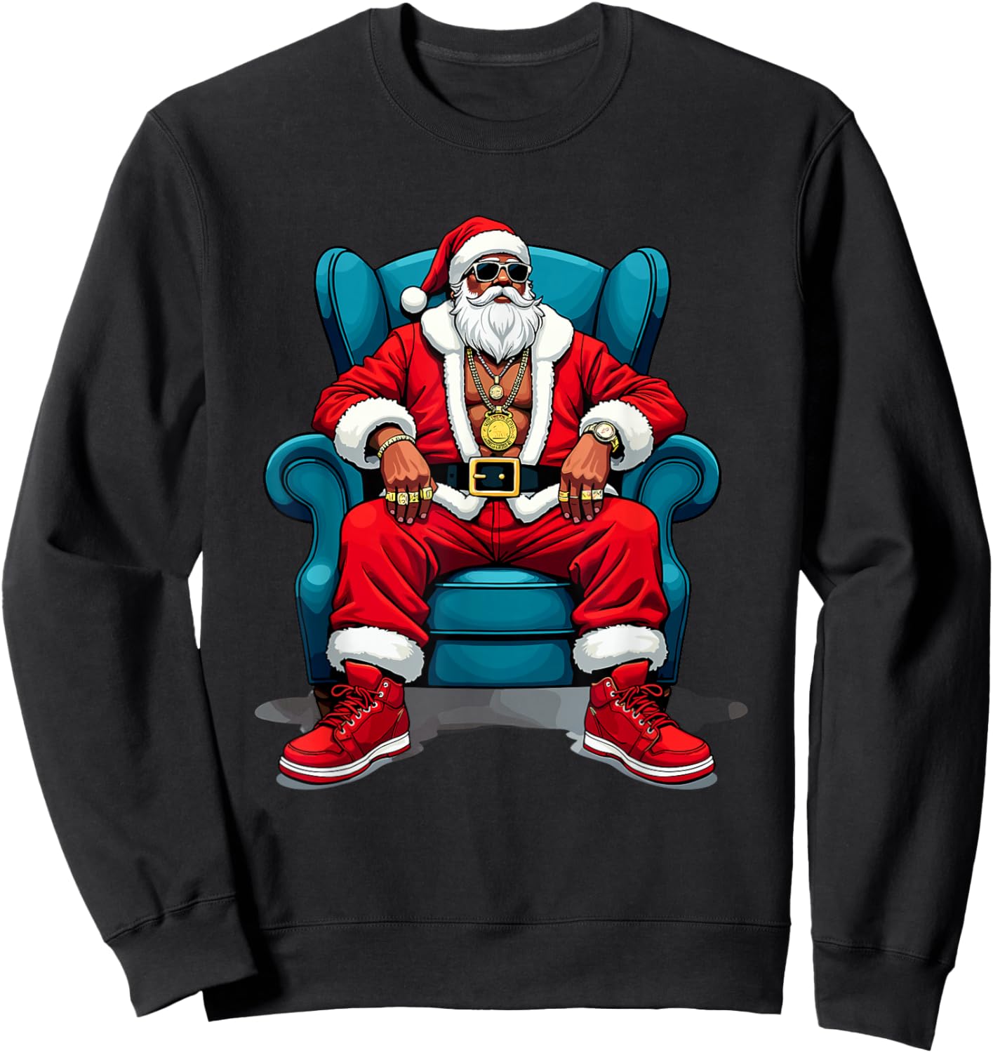 Hip Hop Santa Claus Rap Funny Christmas Cool Gangster Sweatshirt - Sweatshirt | Black