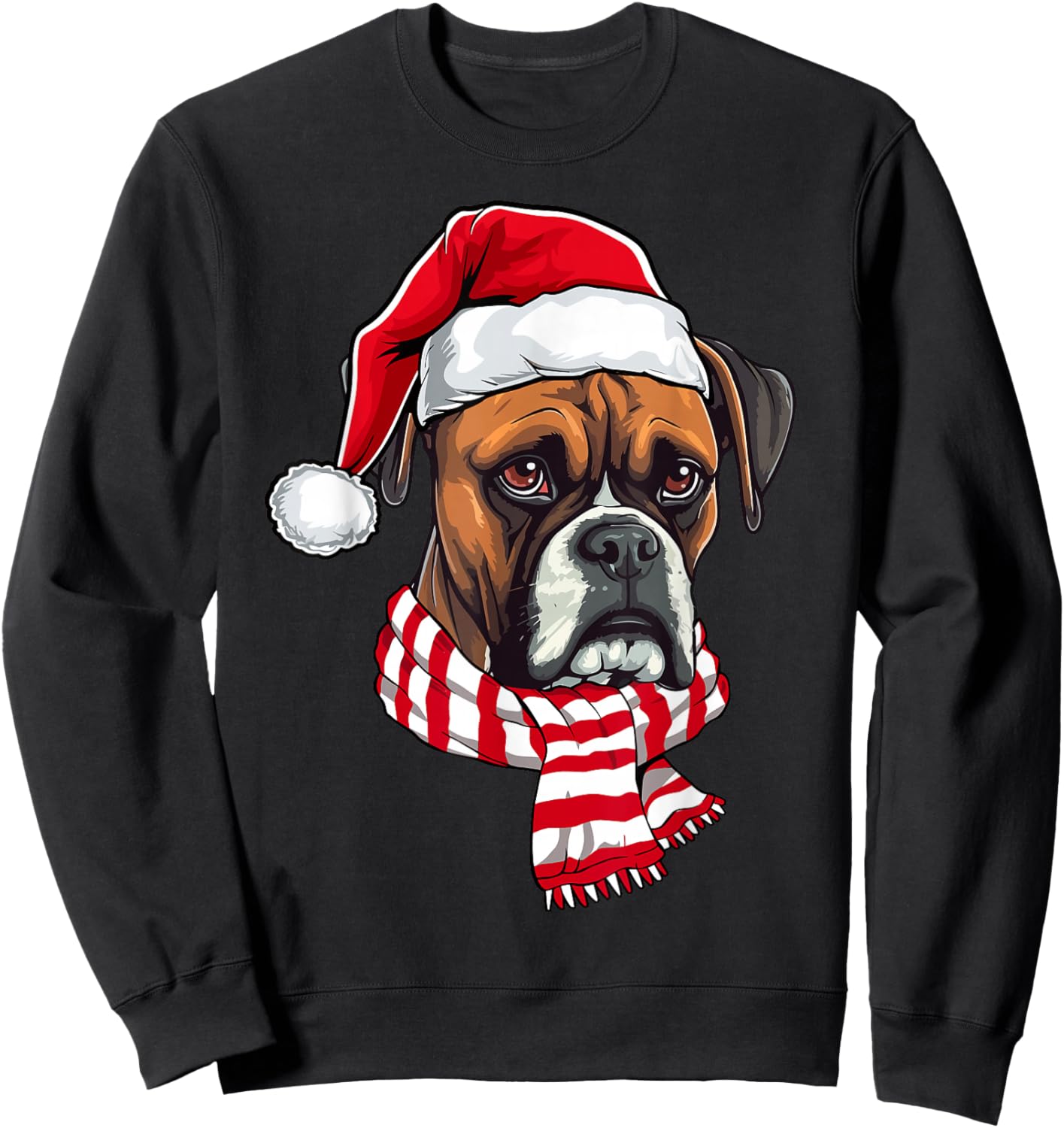 Santa Boxer Christmas Dog Lover Men Women Kids Sweatshirt - Sweatshirt | Black