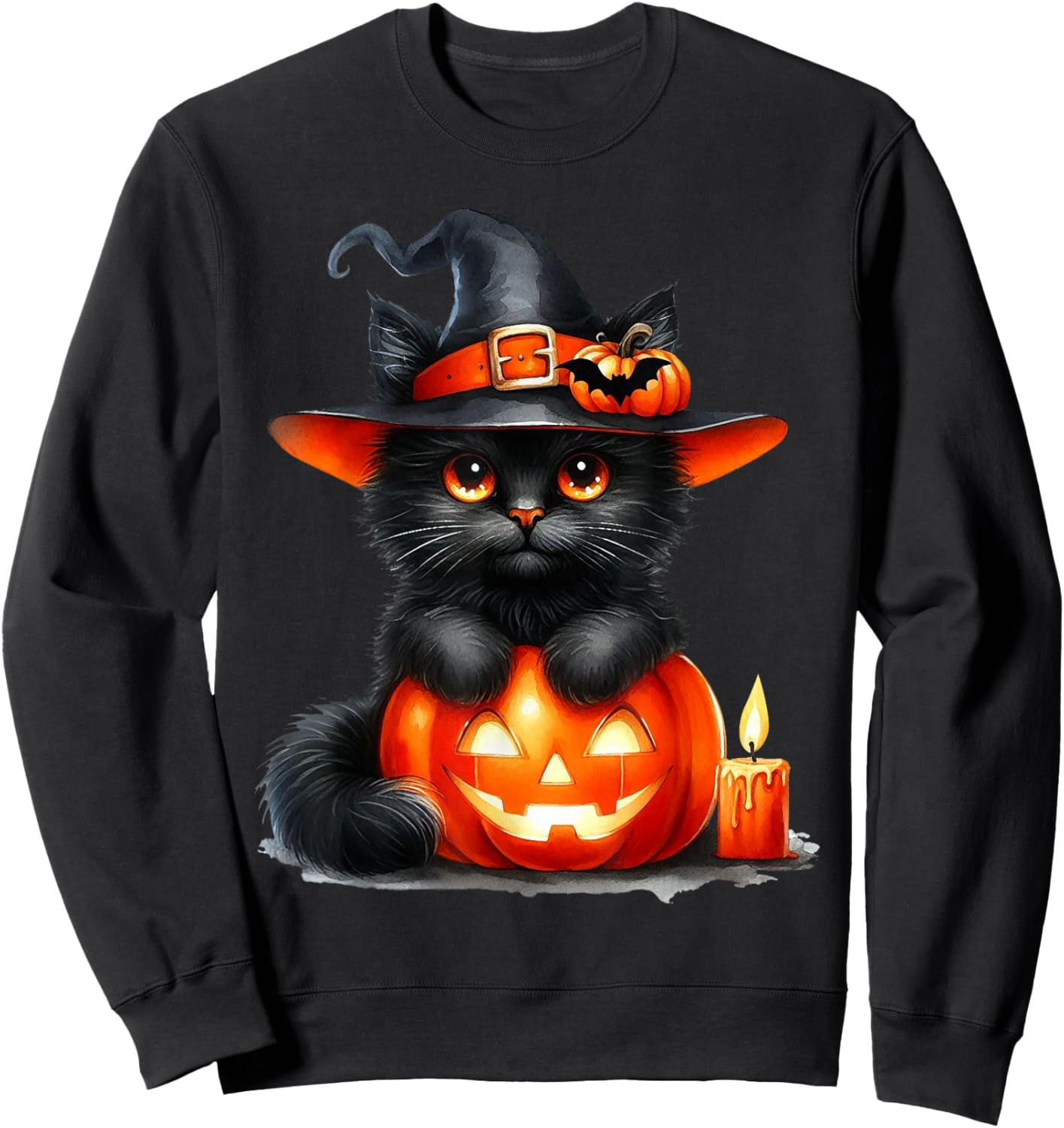 Funny Cat Pumpkin Halloween Black Cat Lover Cat Mom Cat Dad Sweatshirt - Sweatshirt | Black