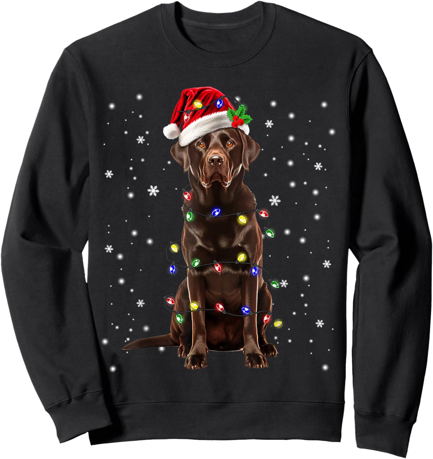 Chocolate Lab Labrador Christmas Funny Gifts -Adults, -Kids Black Small Modern Cartoon Graphic Sweatshirt - Sweatshirt | Black