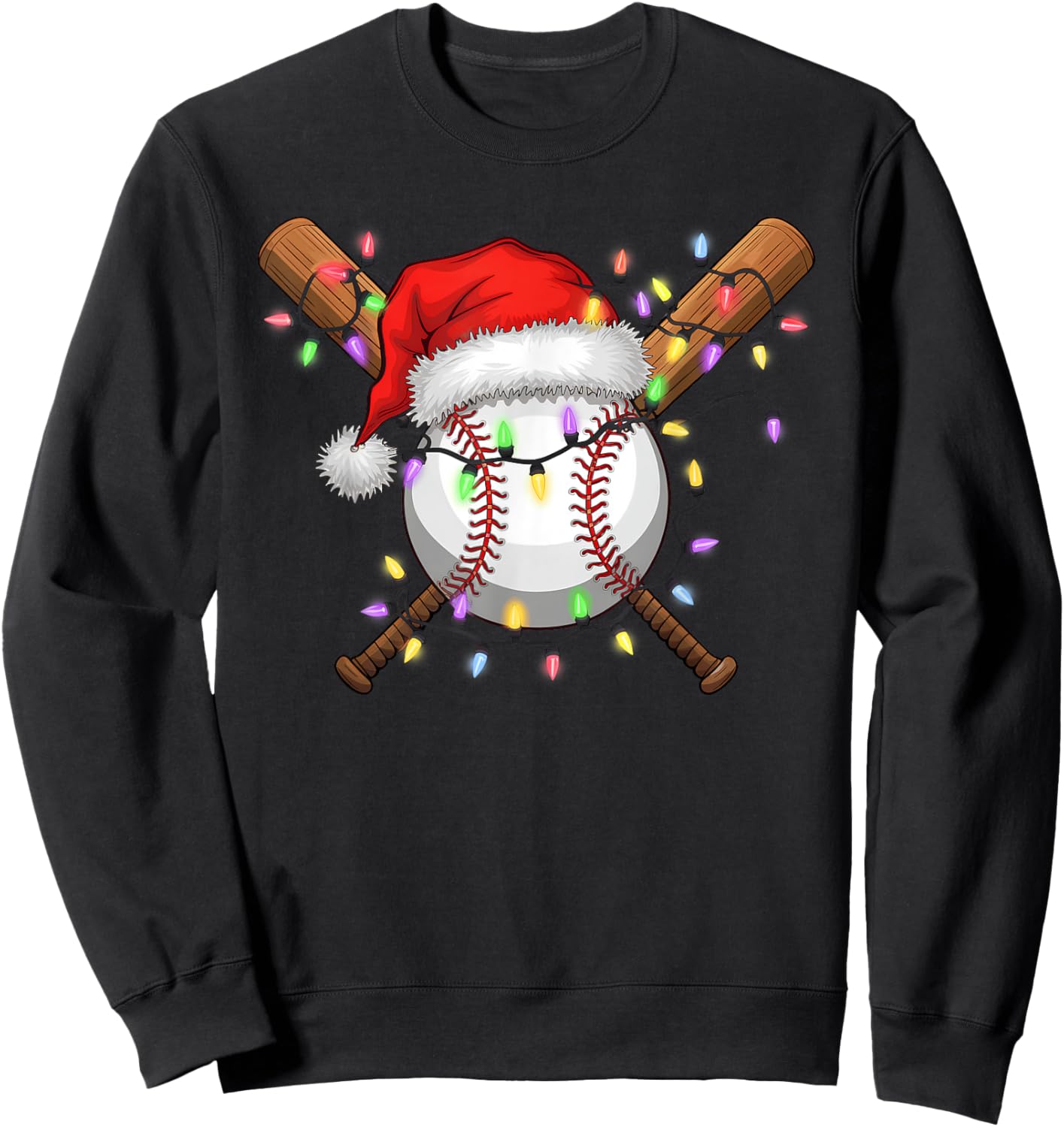 Christmas Baseball Player Santa Hat Sports Men Boys Sweatshirt - Sweatshirt | Black