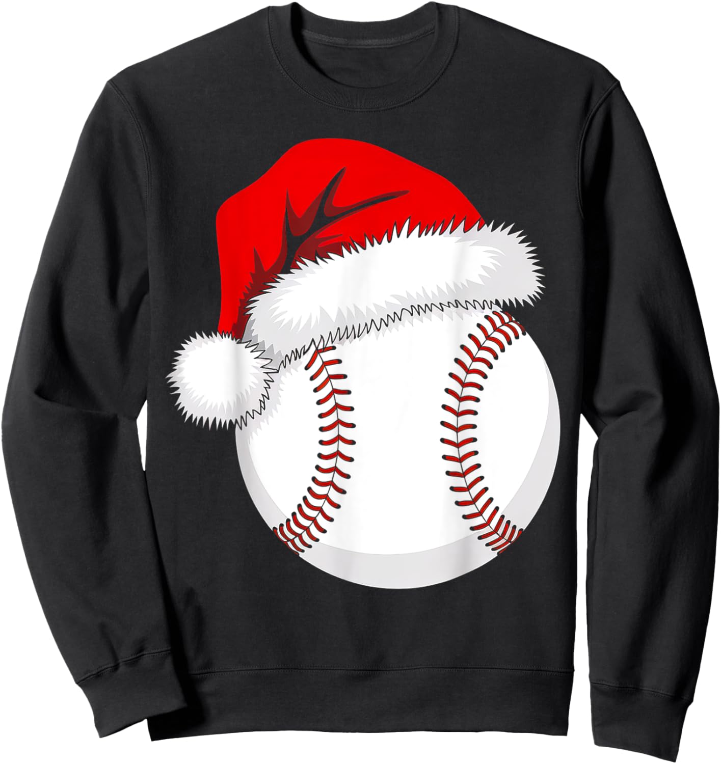 Christmas Baseball Funny Xmas Santa Hat Boys Teens Kids Men Sweatshirt - Sweatshirt | Black