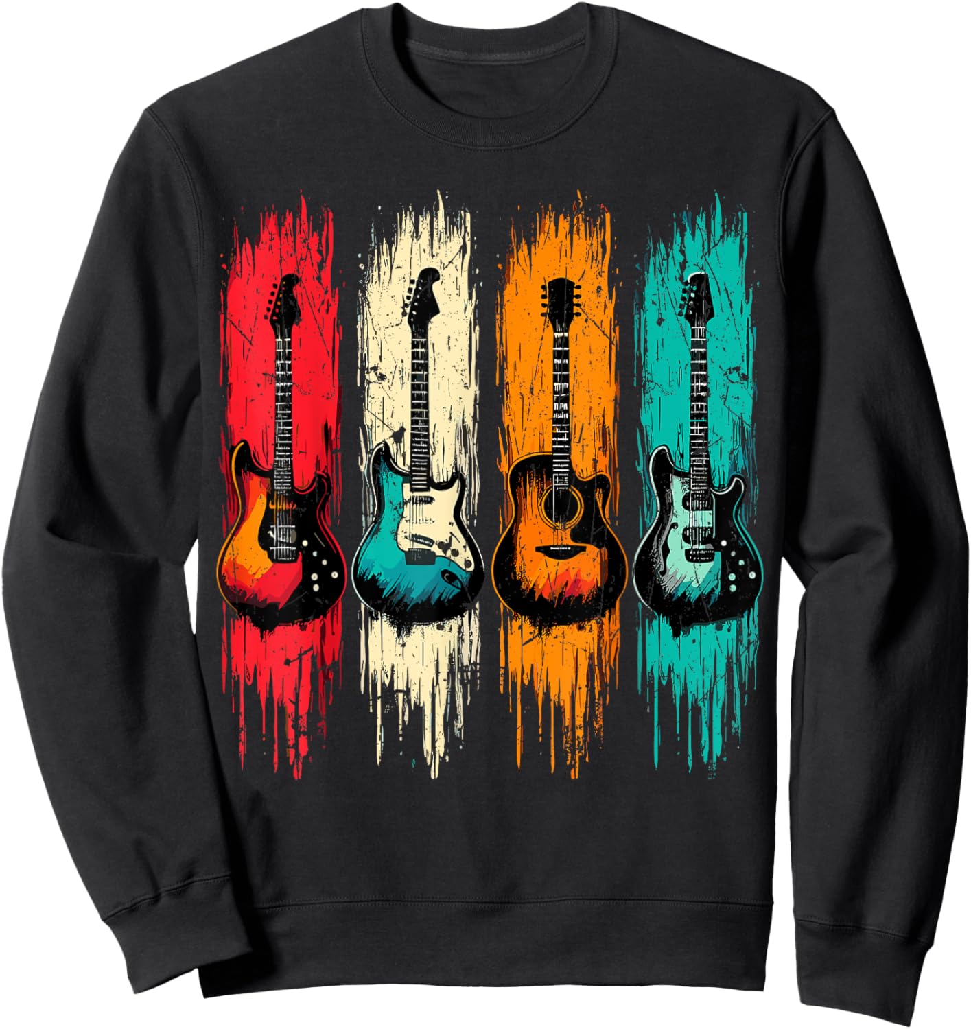 Vintage Guitar Music Band Guitarist Sweatshirt - Sweatshirt | Black