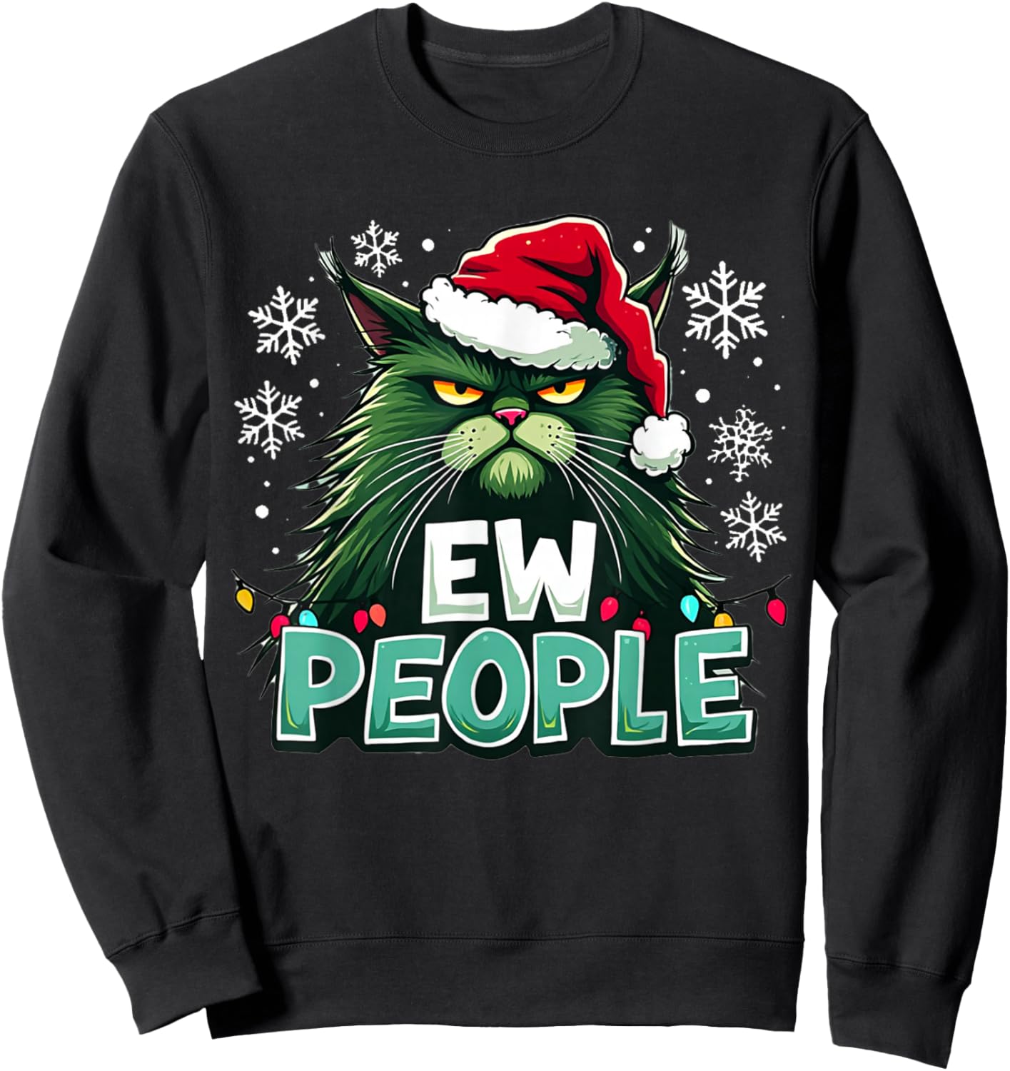 Ew people xmas Cat lover men fun cat saying Sweatshirt - Sweatshirt | Black