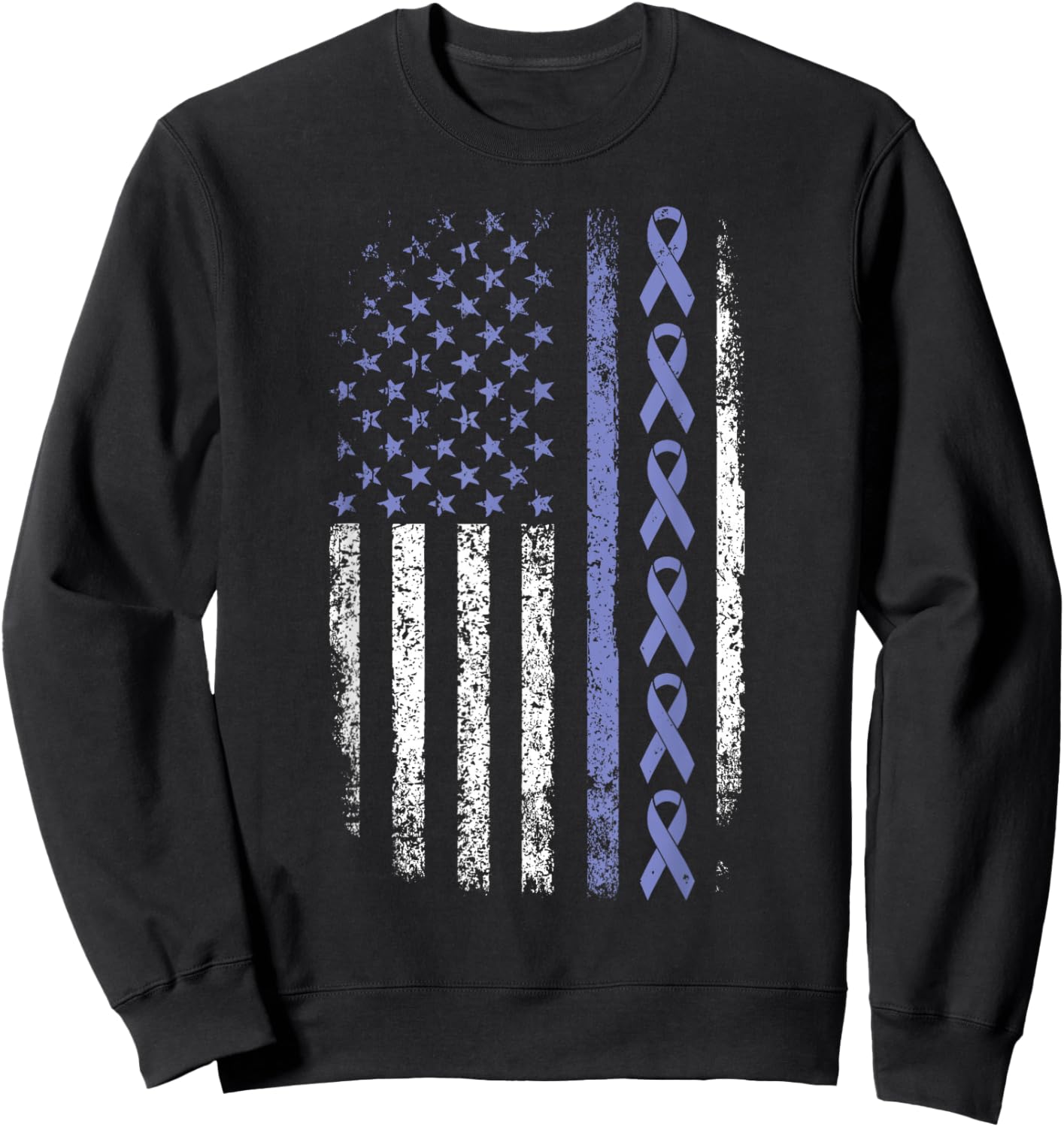 Stomach Cancer Awareness American Flag Stomach Cancer Sweatshirt - Sweatshirt | Black