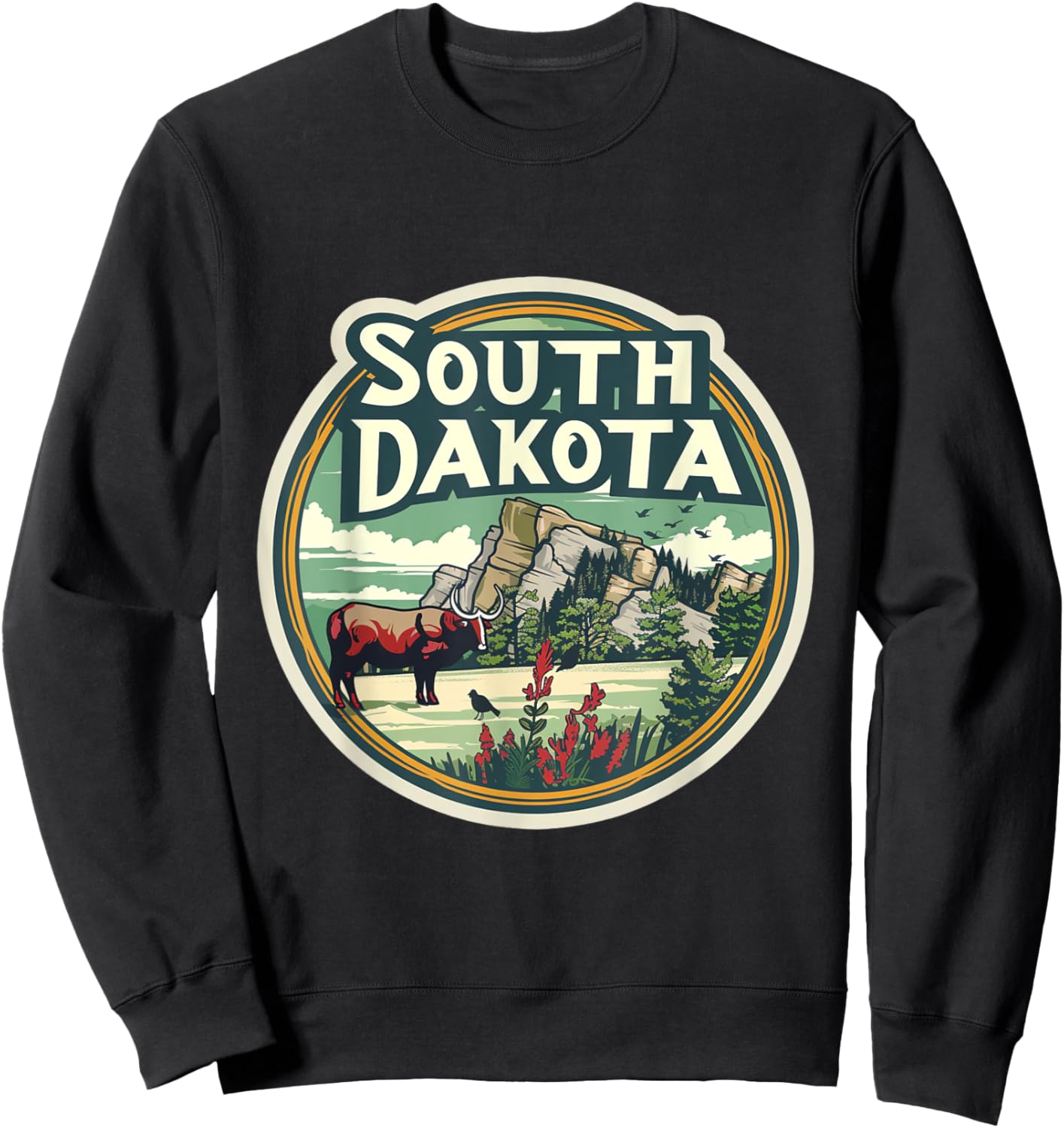 South Dakota SD Black Hills Outdoors Mountains Country Sweatshirt - Sweatshirt | Black