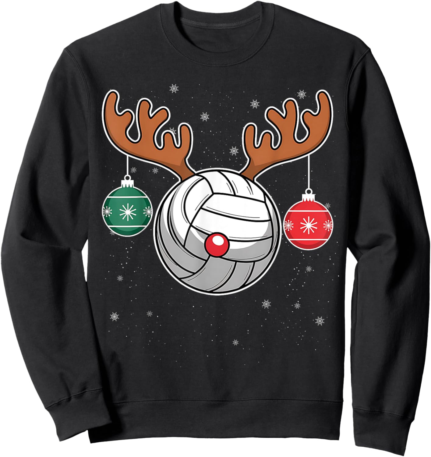 Cute Reindeer Volleyball Women Men Christmas Xmas Reindeer Volleyball Christmas Volleyball Lover Pajama Xmas Sweatshirt - Sweatshirt | Black