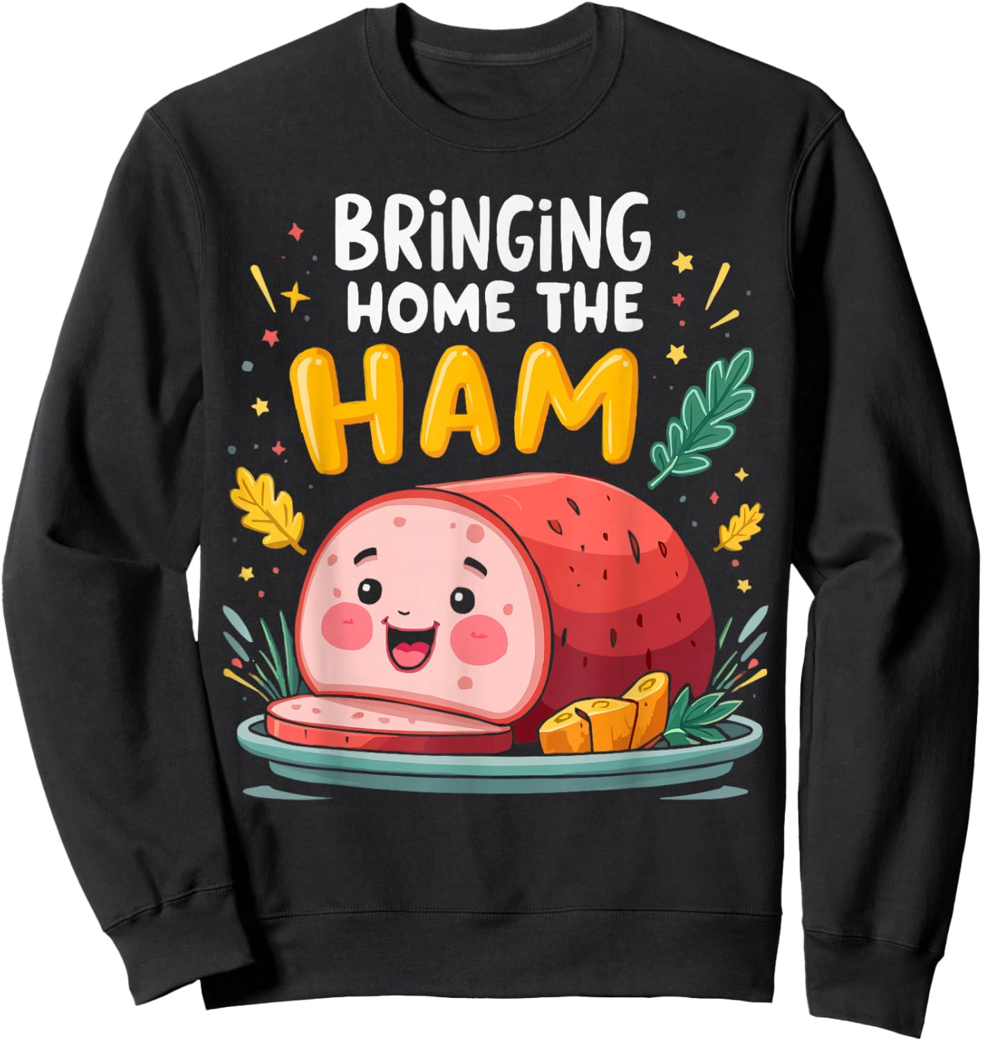 Funny Ham Meat Pig Farmer Pork Food Lover Foodie Sweatshirt - Sweatshirt | Black