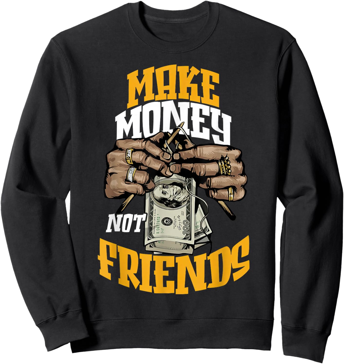 Ochre Yellow Black White Color Match Sweatshirt - Sweatshirt | Black