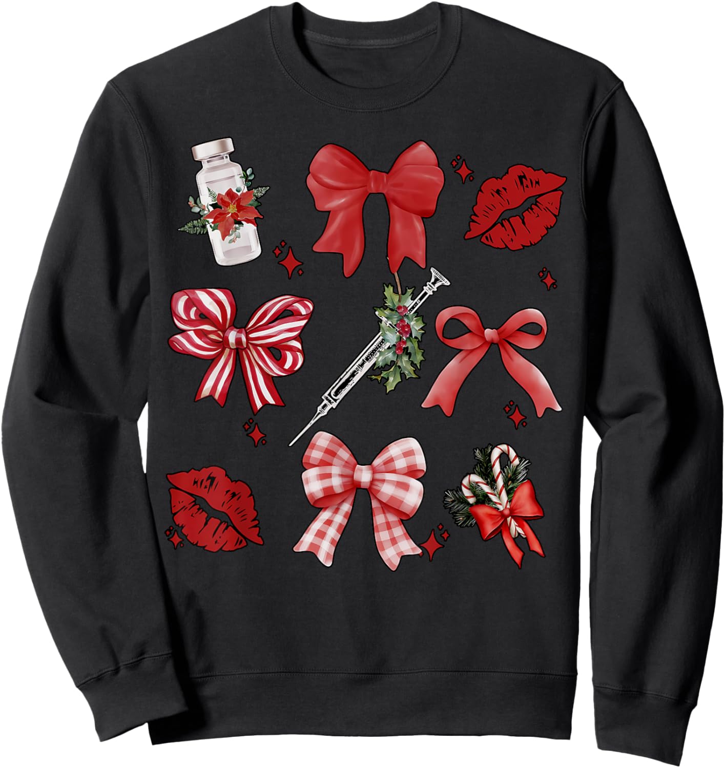 Christmas Aesthetic Nurse Injector Coquette Bow Botox Dealer Sweatshirt - Sweatshirt | Black