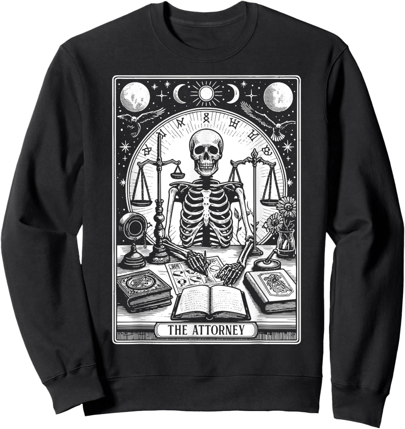 Retro The Attorney Tarot Card Skeleton Lawyer Law Men Women Sweatshirt - Sweatshirt | Black