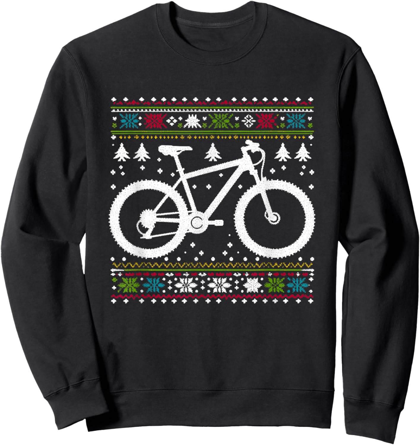 Mountain Bike - Vintage Biking Xmas Ugly Christmas Sweatshirt - Sweatshirt | Black
