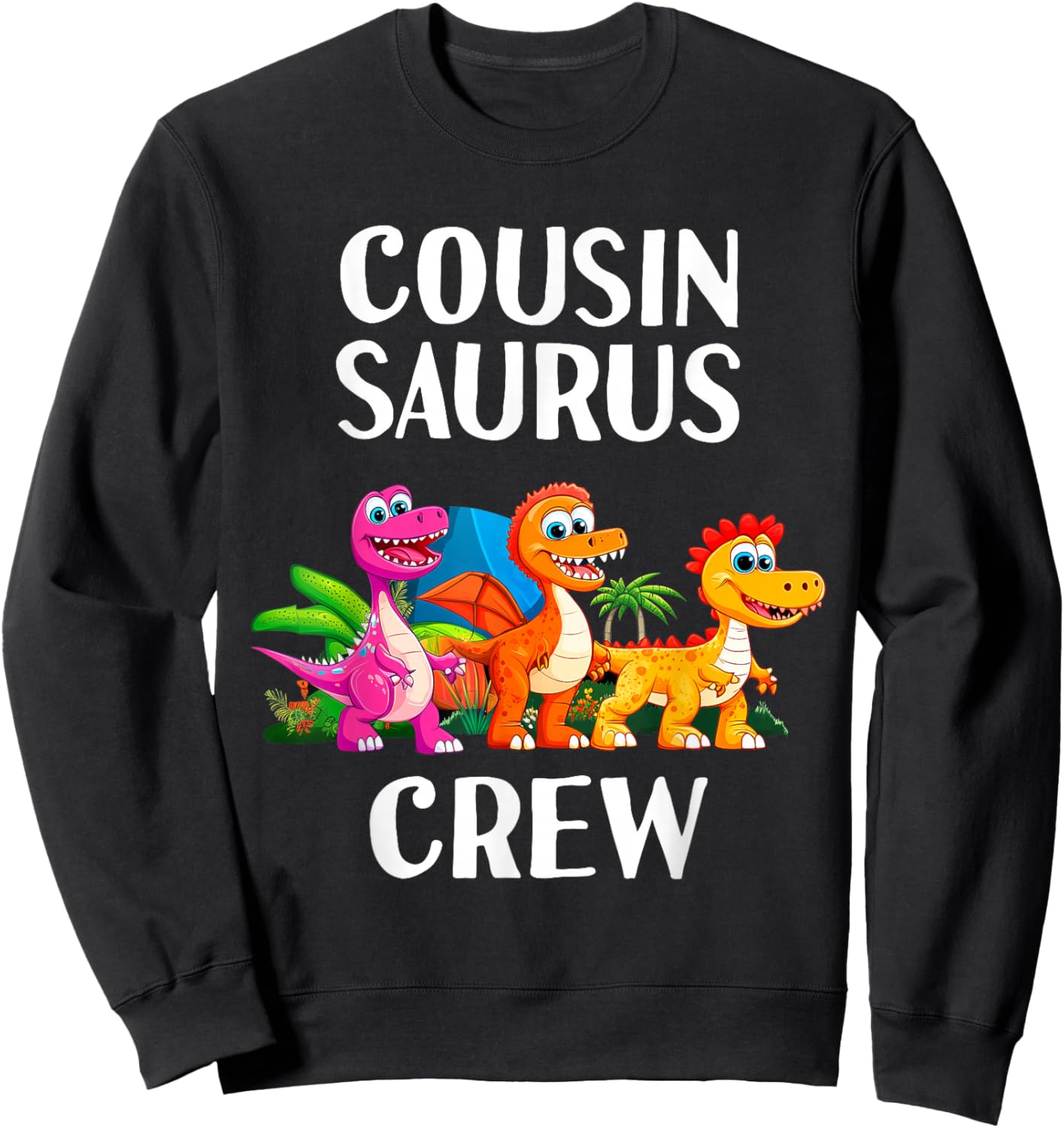 Cousin Crew Saurus Dinosaur Matching Toddlers Kids Dino Sweatshirt - Sweatshirt | Black