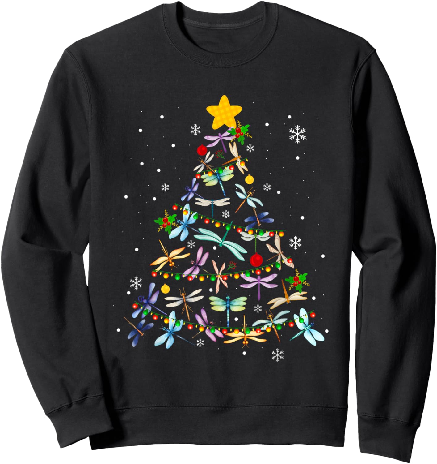 Funny Dragonfly Christmas Tree Ornaments Kids Men Women Sweatshirt - Sweatshirt | Black