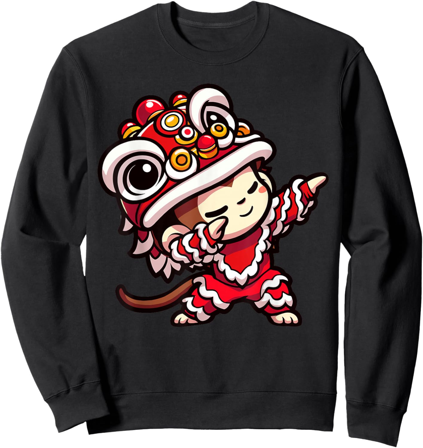 Chinese Lunar New Year 2025 - Dabbing Monkey Lion Dance Sweatshirt - Sweatshirt | Black