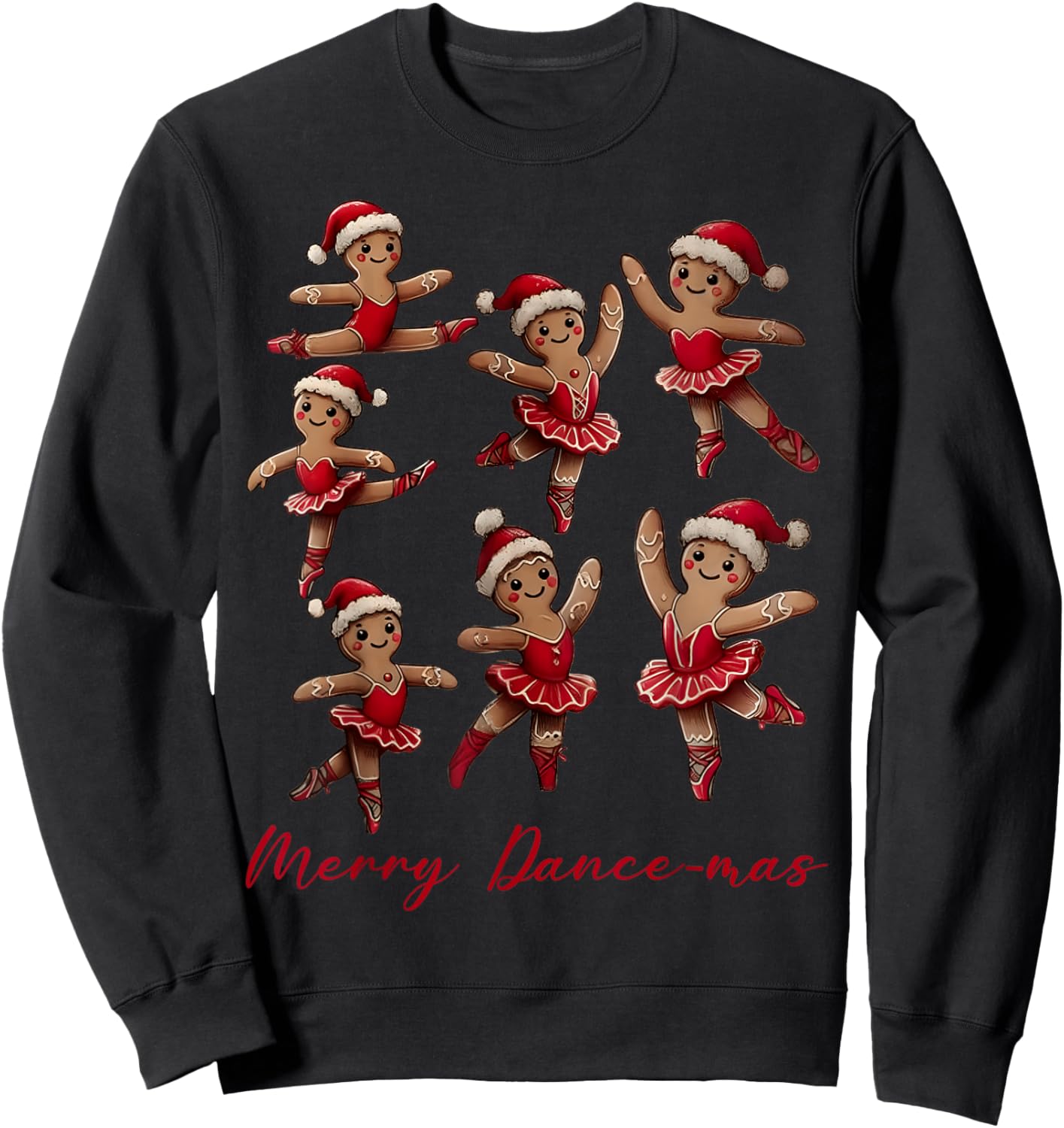 Merry Dancemas Gingerbread Dancer Ballet Christmas Ballerina Sweatshirt - Sweatshirt | Black