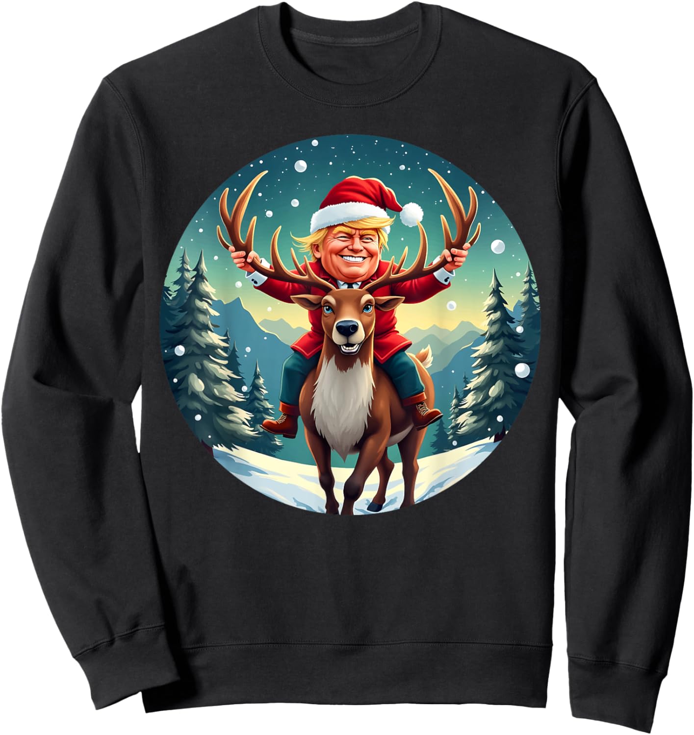 Santa Trump Xmas Donald Apparel Funny Christmas Pajamas Sweatshirt - Sweatshirt | Black