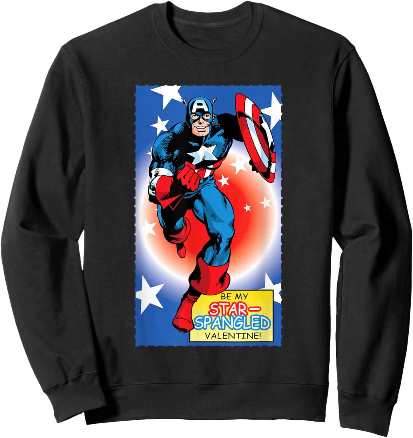 Marvel Retro '80s Valentine's Day Card Captain America Sweatshirt - Sweatshirt | Black