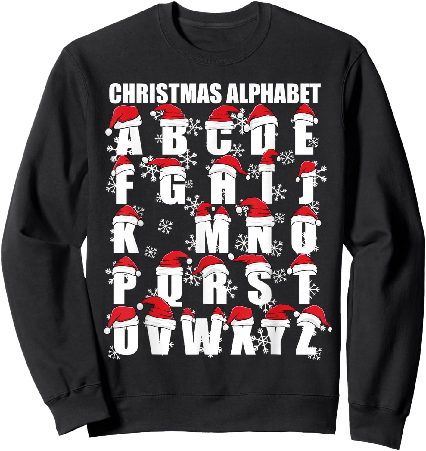 Noel Christmas Kids ABC Teacher No L Alphabet Christmas Sweatshirt - Sweatshirt | Black