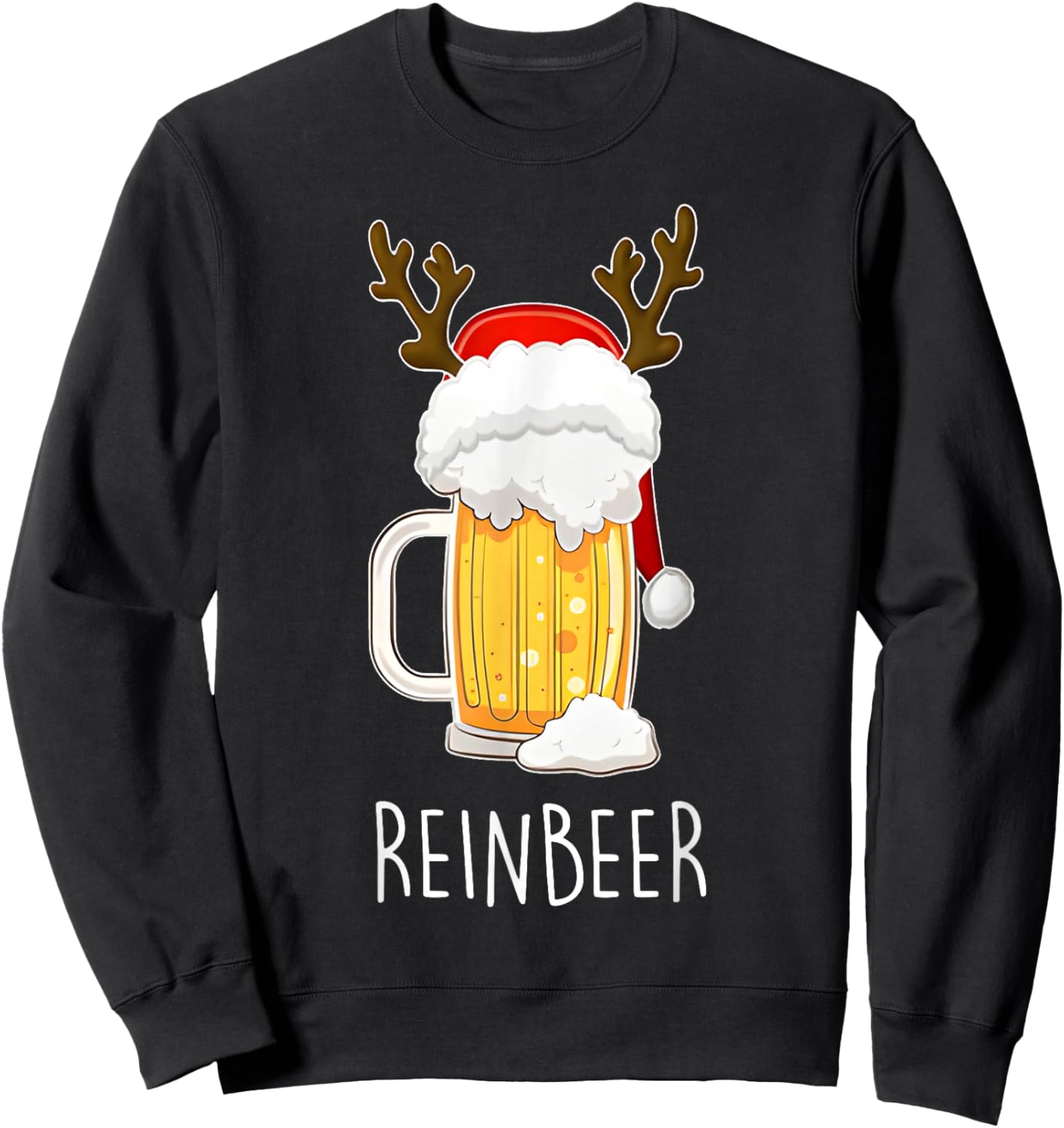 Funny ReinBeer WineDeer Beer Wine Matching Couples Christmas Sweatshirt - Sweatshirt | Black