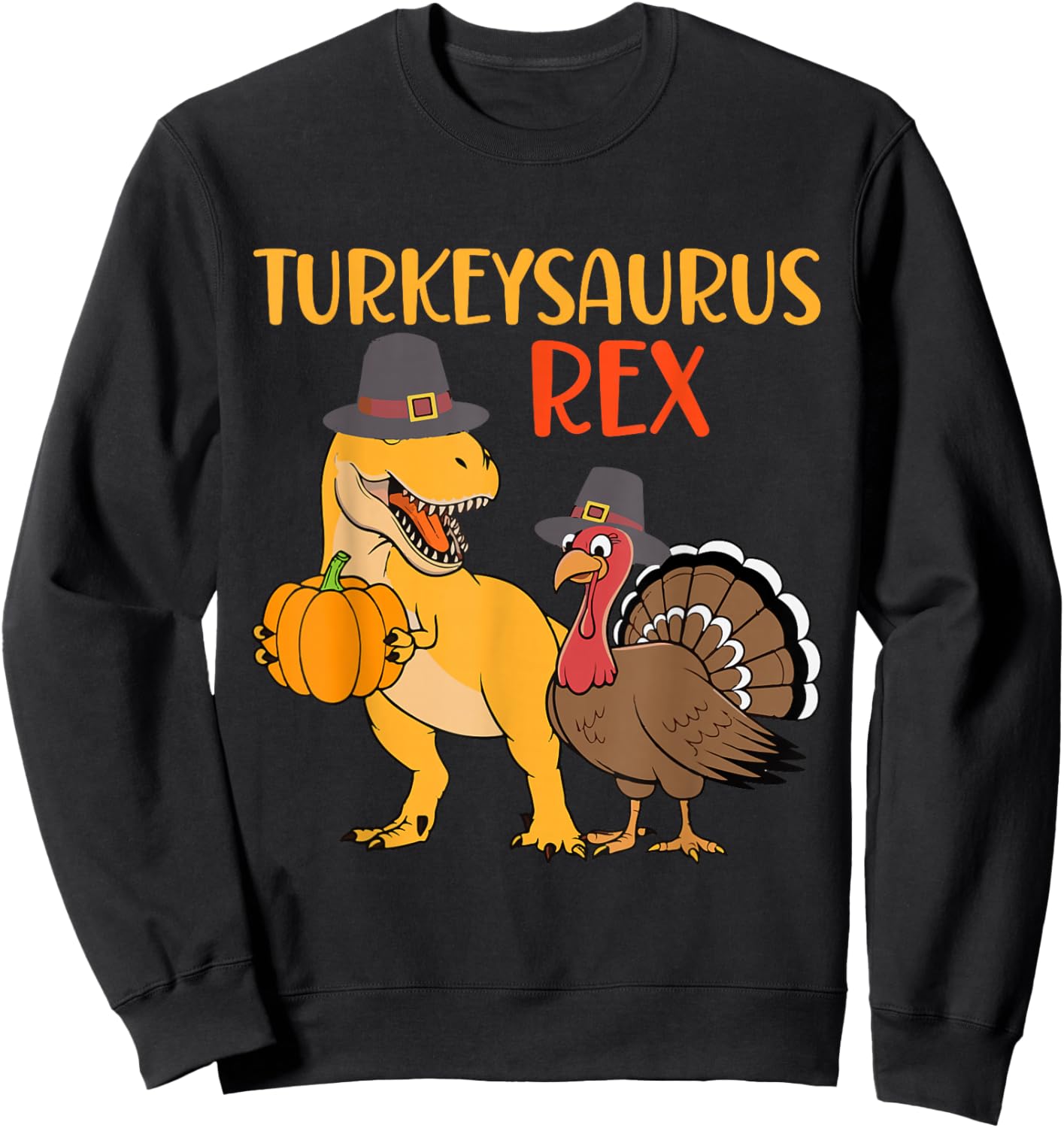 Turkeysaurus Rex Dab Gobbler Dino Toddler Boys Thanksgiving Sweatshirt - Sweatshirt | Black
