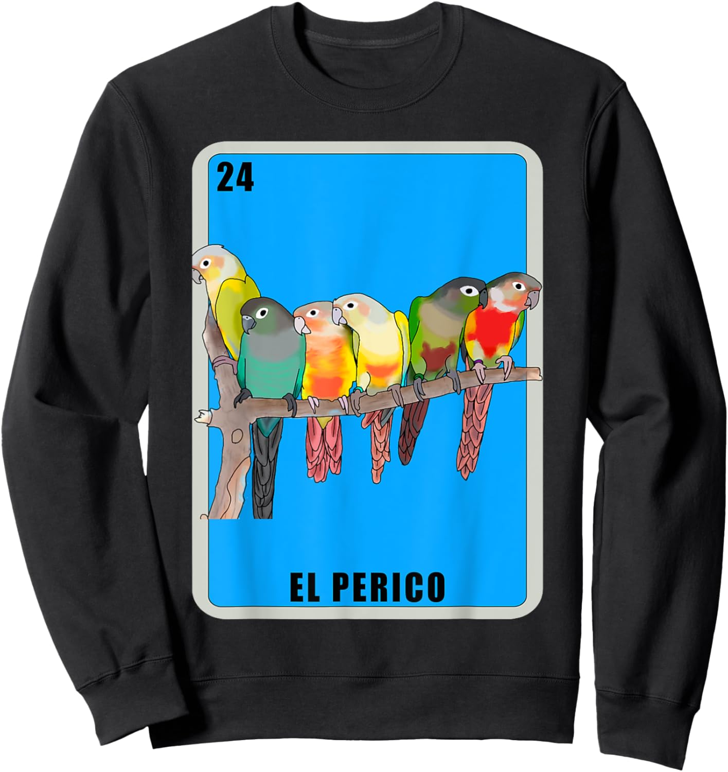 El Perico Card Parakeet Mexican Lottery Card Sweatshirt - Sweatshirt | Black