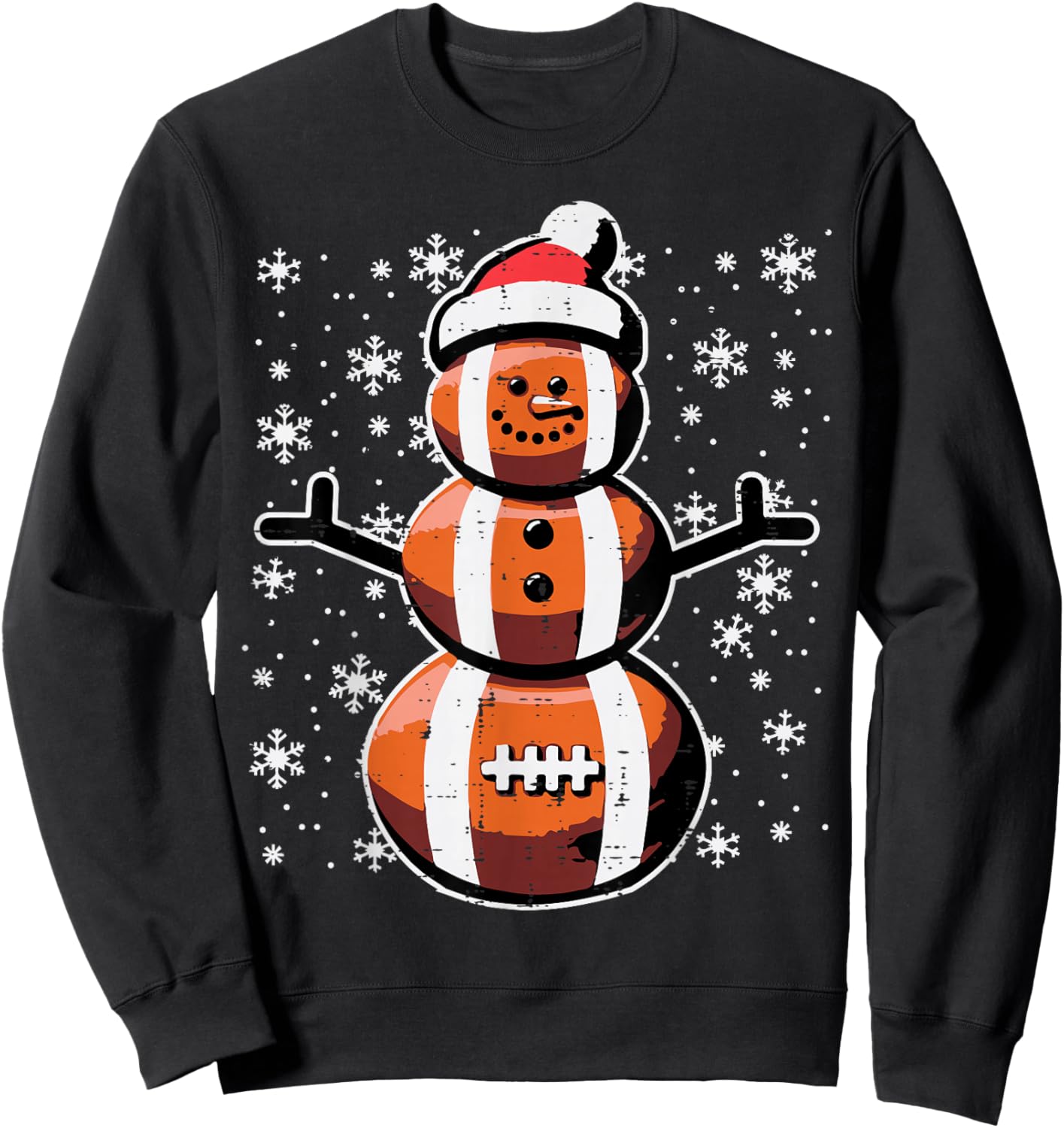 Christmas American Football Snowman Xmas Boys Kids Men Youth Sweatshirt - Sweatshirt | Black