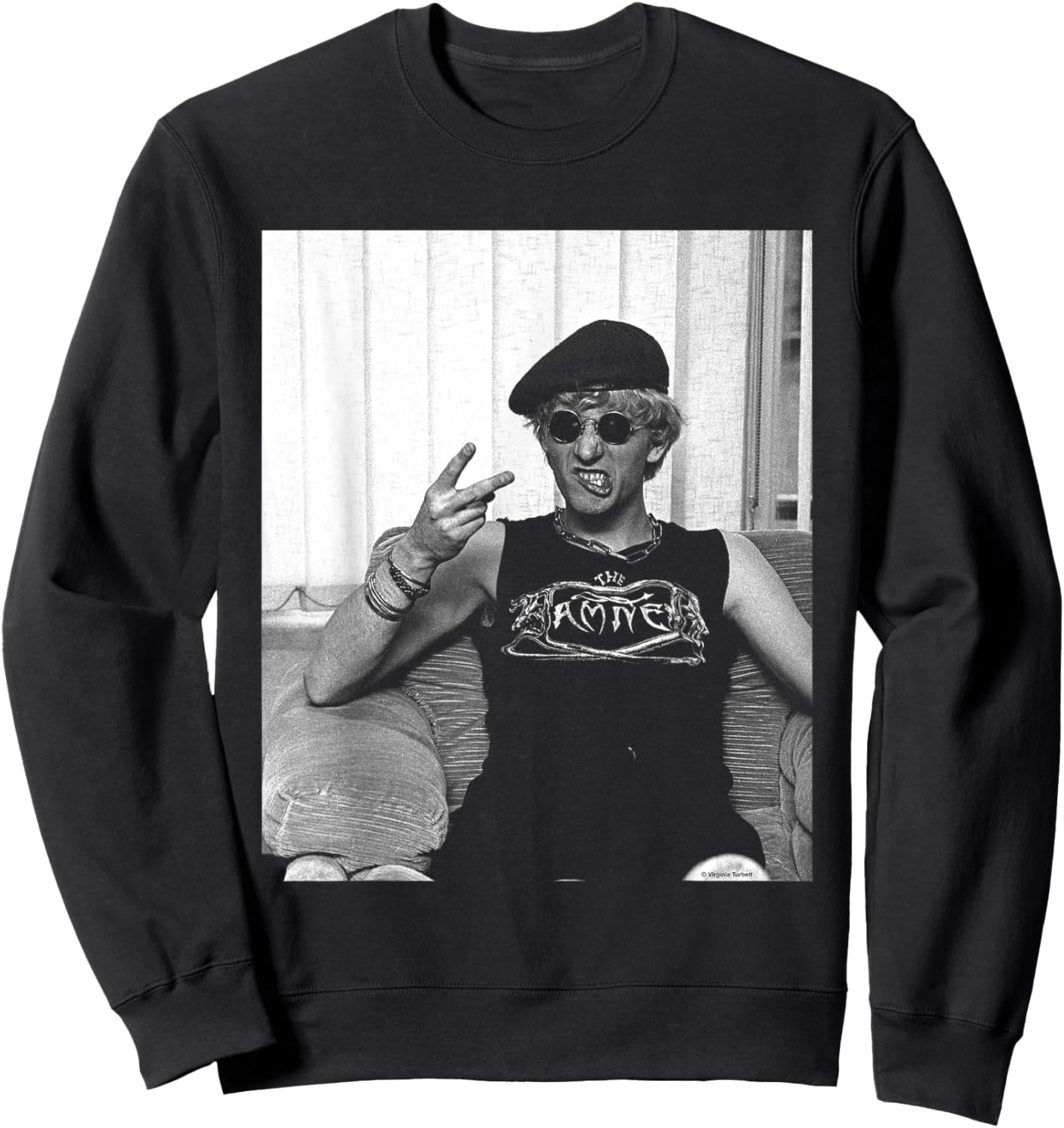 The Damned Captain Sensible Swearing By Virginia Turbett Sweatshirt - Sweatshirt | Black