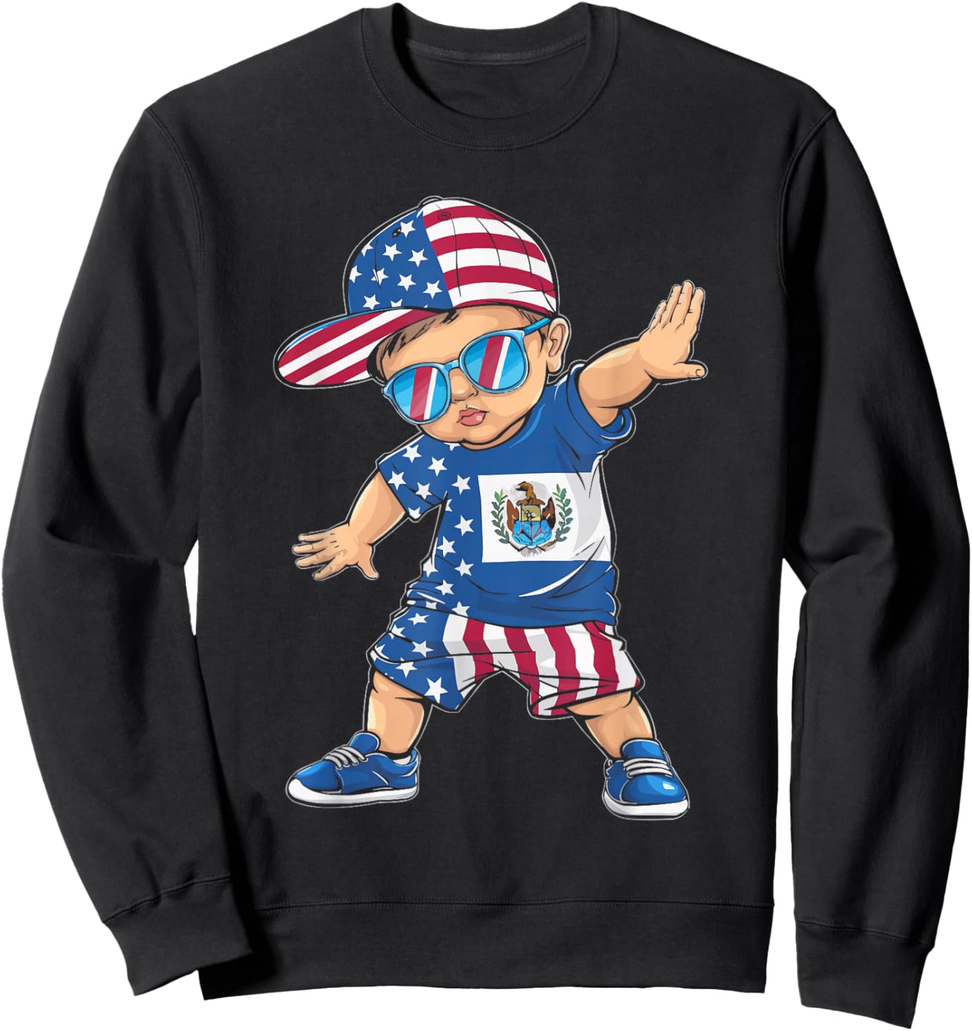 Half American Half Salvadorian USA Flag El Salvador America Sweatshirt - Sweatshirt | Black