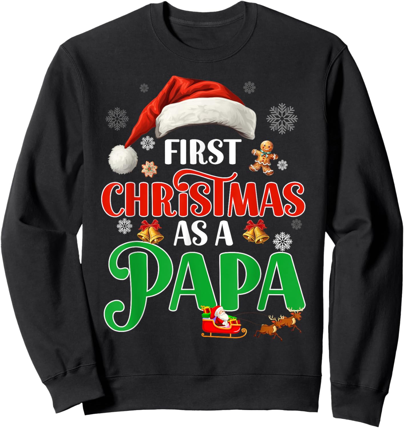 Announcement First Christmas As A Papa Matching Family Xmas Sweatshirt - Sweatshirt | Black