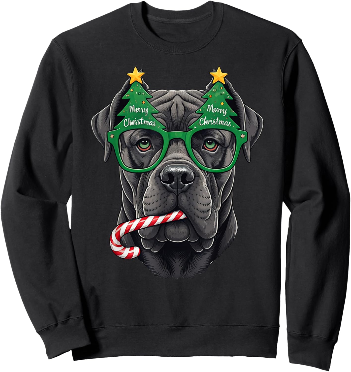 Christmas Tree Sunglasses Cane Corso Candy Cane Sweatshirt - Sweatshirt | Black