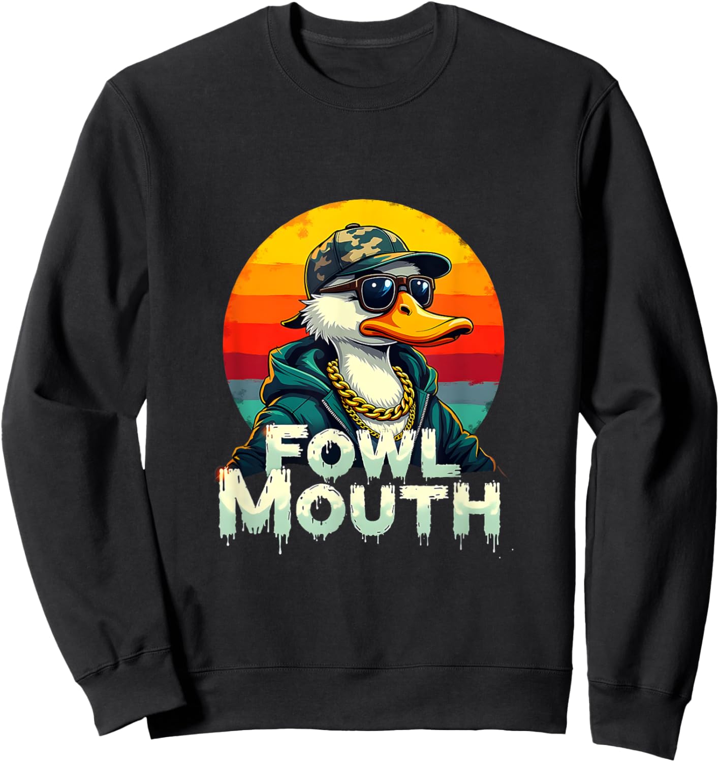 Funny Duck Hunter Fowl Mouth Duck Hunting Goose Hunt Sweatshirt - Sweatshirt | Black