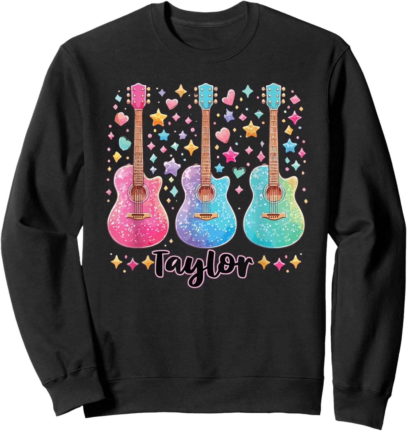 Girl Taylor First Name Personalized Groovy 80's Pink Sweatshirt - Sweatshirt | Black