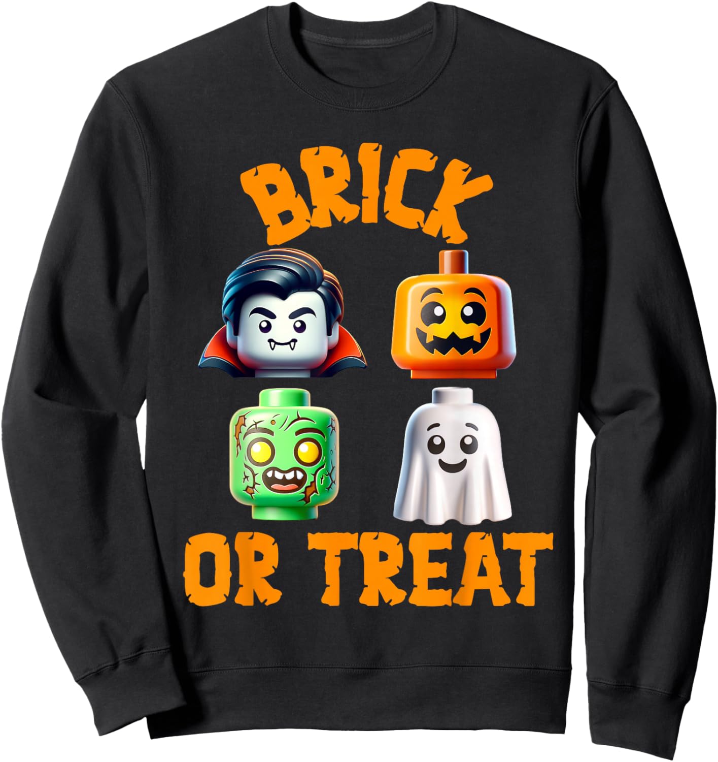 Building Bricks Halloween Costume Brick or Treat Monsters Sweatshirt - Sweatshirt | Black