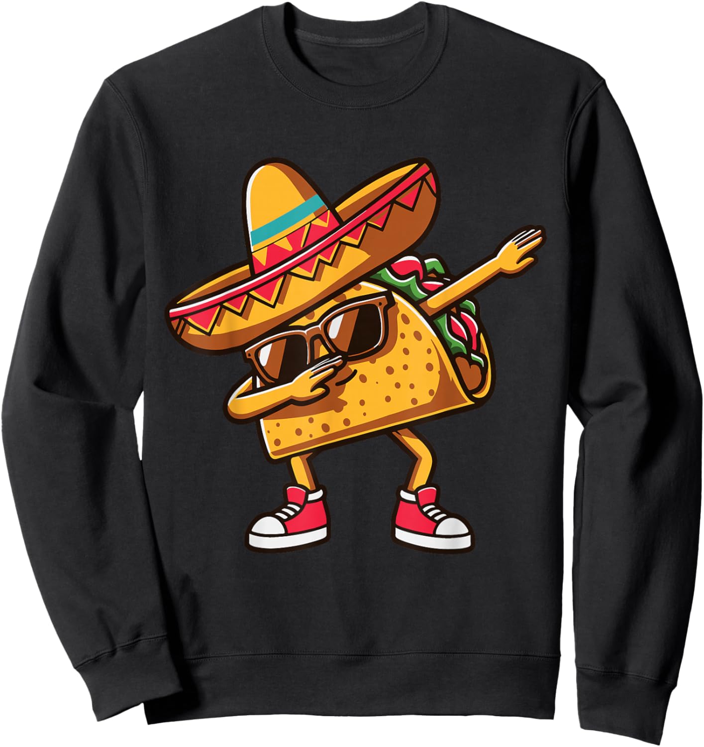 Funny Dabbing Taco Mexican Tacos Men Women Kids Boys Girls Sweatshirt - Sweatshirt | Black