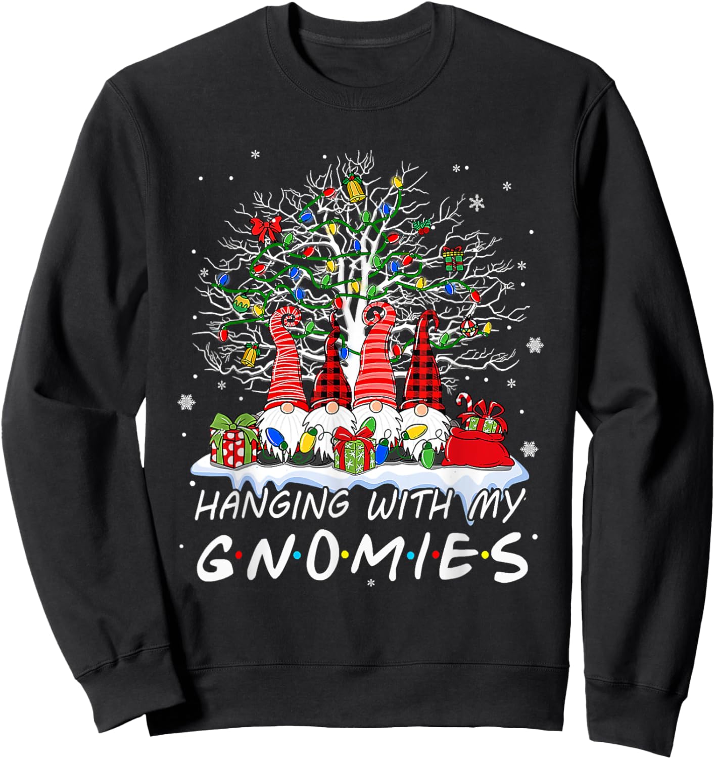 Funny Christmas Gnome Hanging With My Gnomies Xmas Men Women Sweatshirt - Sweatshirt | Black