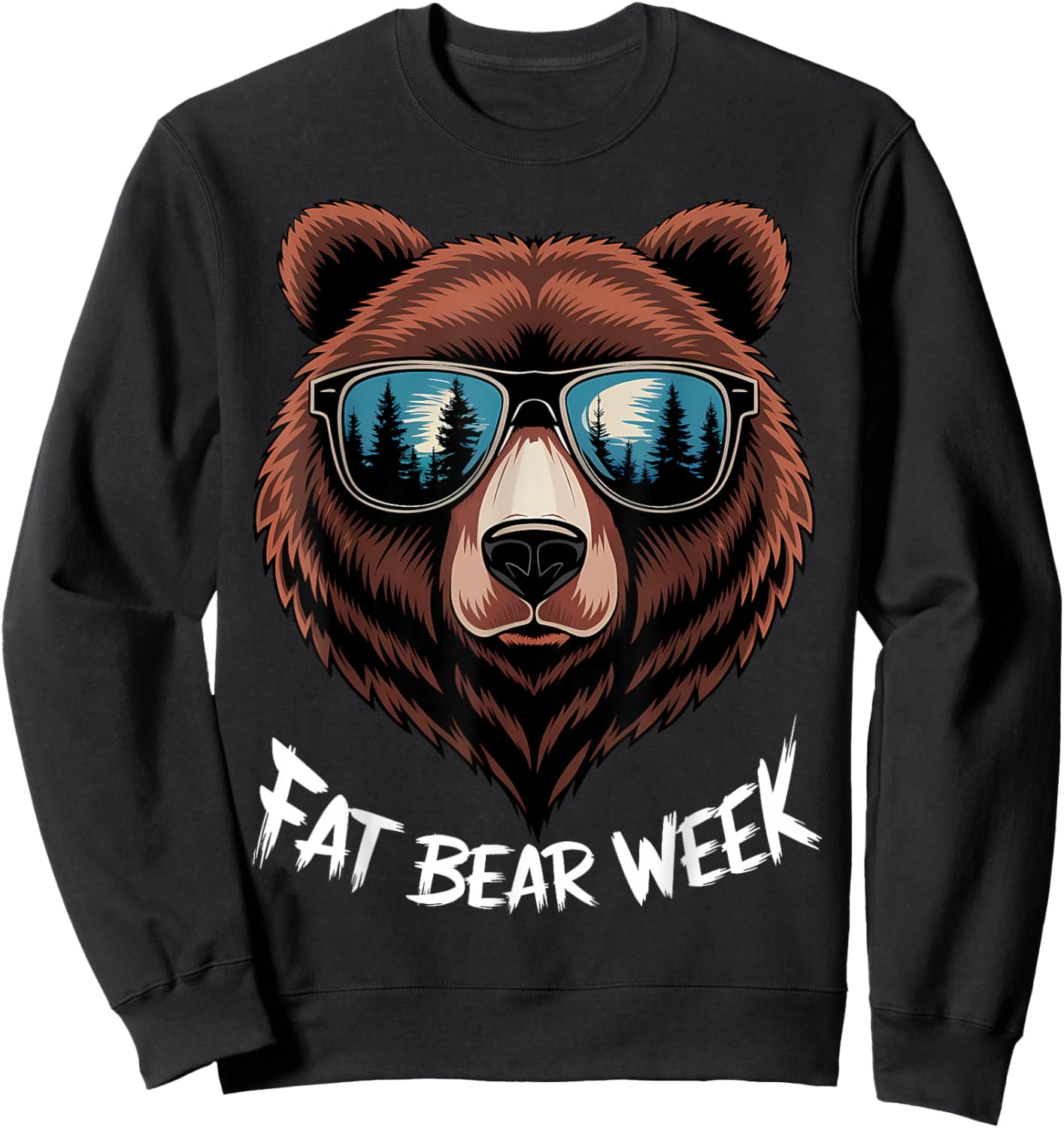 Fat Bear Week Retro Bear Sunglasses Nature Lovers Sweatshirt - Sweatshirt | Black