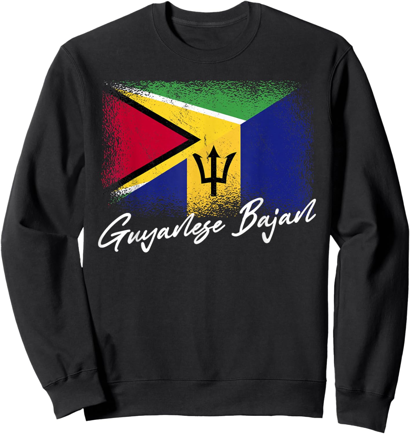 Guyanese Bajan Barbadian Roots Guyana Barbados Flag Sweatshirt - Sweatshirt | Black